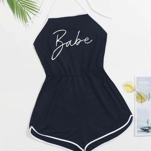 Self tie halter romper “babe”